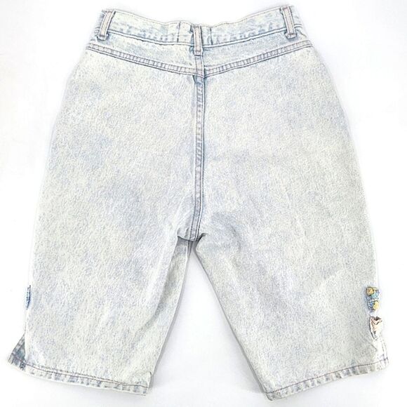 Vintage 80s LA Joe Jean Shorts Womens Large Blue Acid Denim High Rise Barrel Leg - Picture 2 of 8